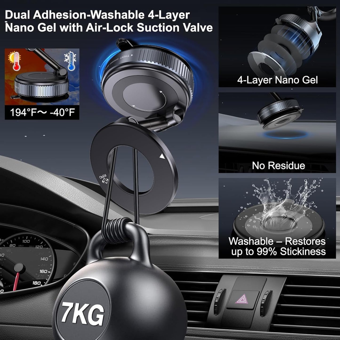 Upgraded 360° Vacuum Magnetic Phone Holder